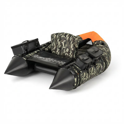 Camouflage Inflatable Fishing Float Tube Portable Fishing Boat with 3 Detachable Storage Boxes