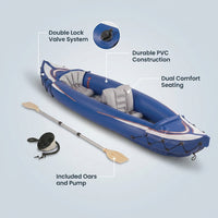 2-Person Kayak W/ Pump and Oars — Feature Infographic