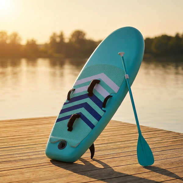 Adult Inflatable PVC Stand-Up Paddleboard SUP Water Paddleboard Soft Surf Board with Float and Slide Fins