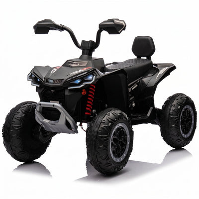 12V Kids Ride on ATV with 2 Seater,2* 45W Motor 7AH Battery Powered Electric Vehicle W/ LED Lights,High & Low Speed,Music,Spring Suspension,Ride on Car 4 Wheeler Quad for Boys & Girls,Black