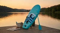 Adult Inflatable PVC Stand-Up Paddleboard SUP Water Paddleboard Soft Surf Board with Float and Slide Fins — Lifestyle