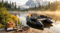 Camouflage Inflatable Fishing Float Tube Portable Fishing Boat with 3 Detachable Storage Boxes — Lifestyle